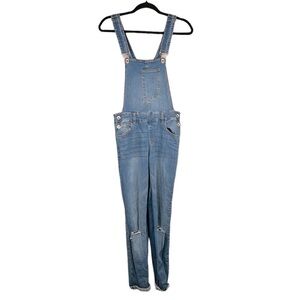 Dollhouse Denim 90's Y2K Distressed Cropped Overall Jeans Size 8/9
